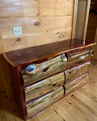 red cedar wood dresser Red Cedar Log 6 Drawer Dresser