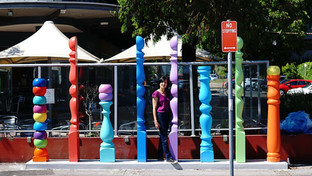 Colourful street artwork called Velvet Nostalgia by Nuha Saad