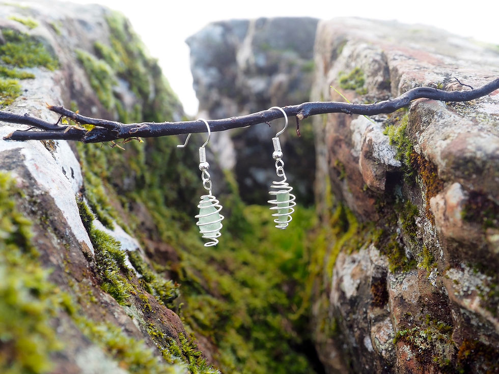 Thumbnail: The Silver Spiral Seaglass Earrings