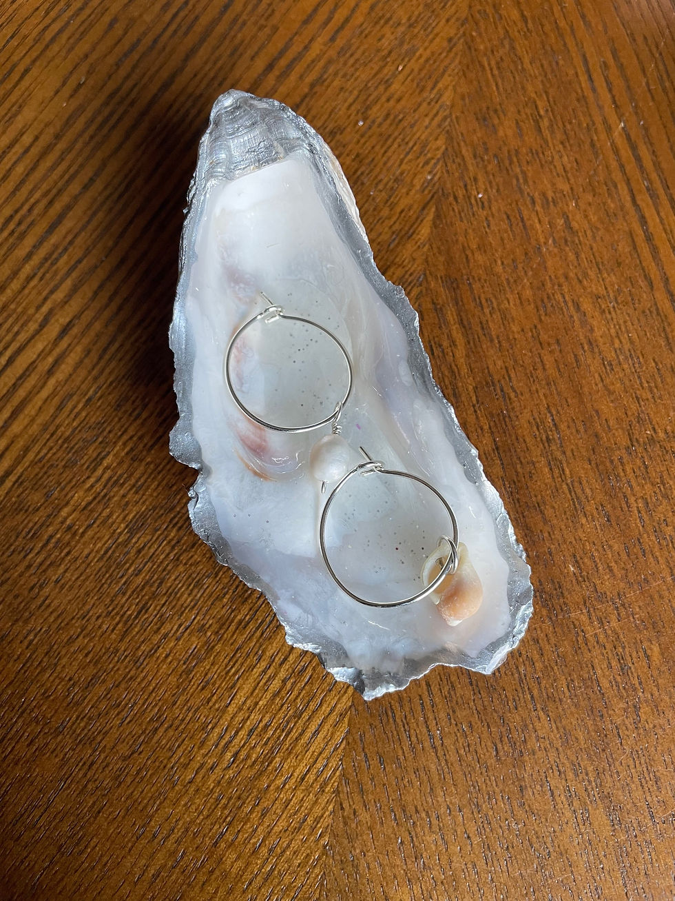  Small Silver Hoops with charms on