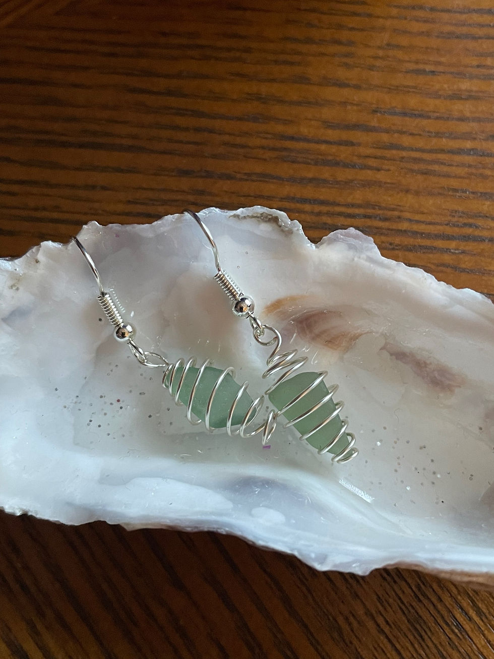 The Silver Spiral Seaglass Earrings