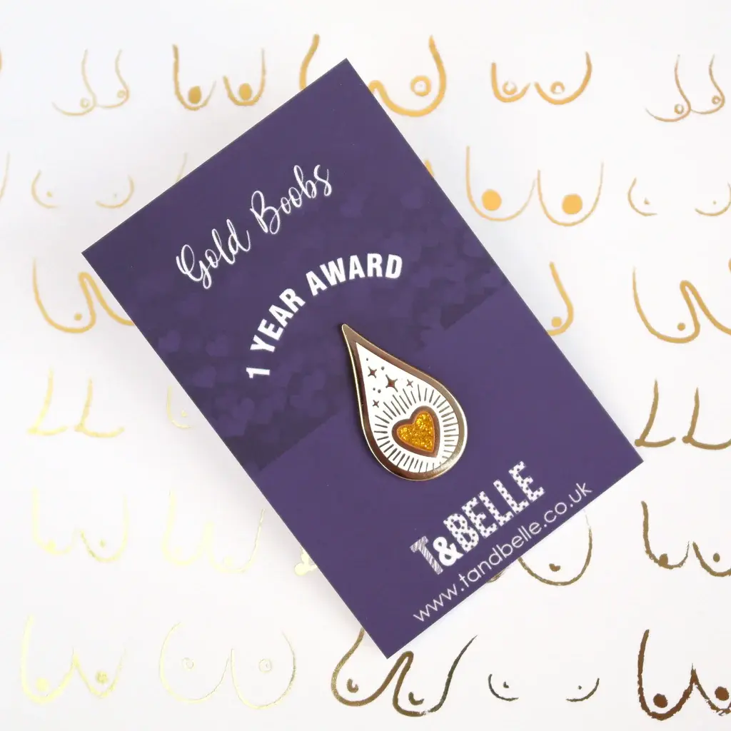 1 Year Milestone Pin- Gold Boobs