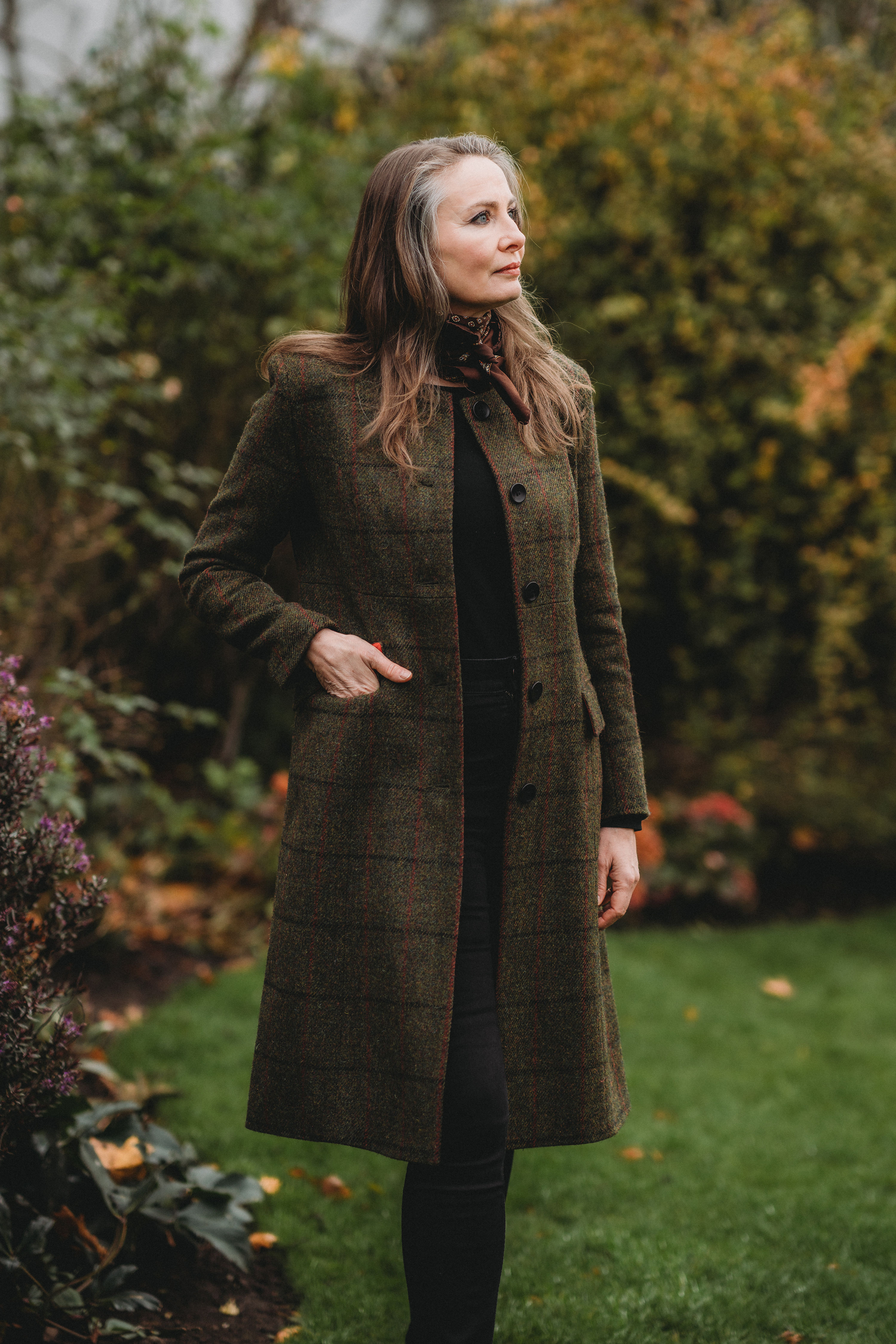 Kay in Harris Tweed Green Windowpane Check