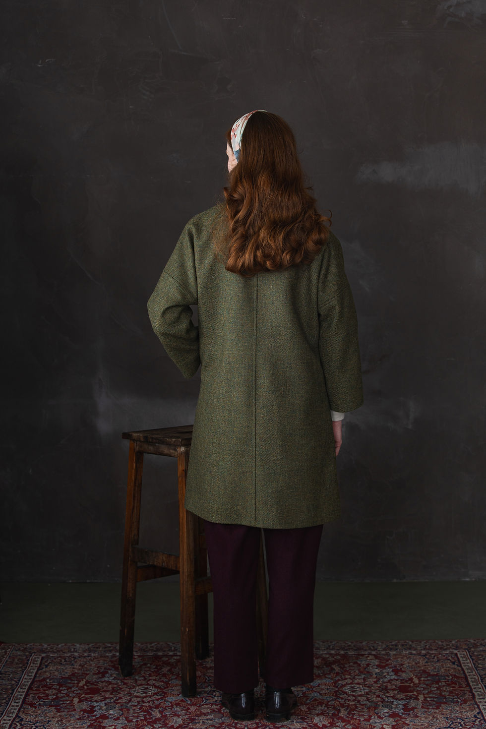 Thumbnail: Fiona in Borders Tweed Olive Green