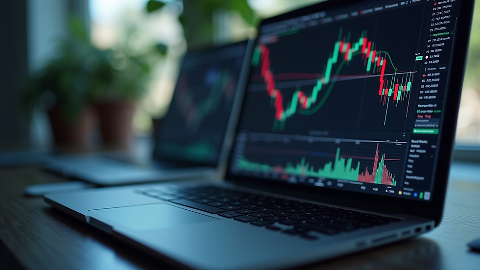 eye-level view of computer screen showing MT5 trading platform