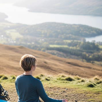 Beautiful blue skies along Loch Lomond views from Conic Hill perfect for restoration and feeling vitality