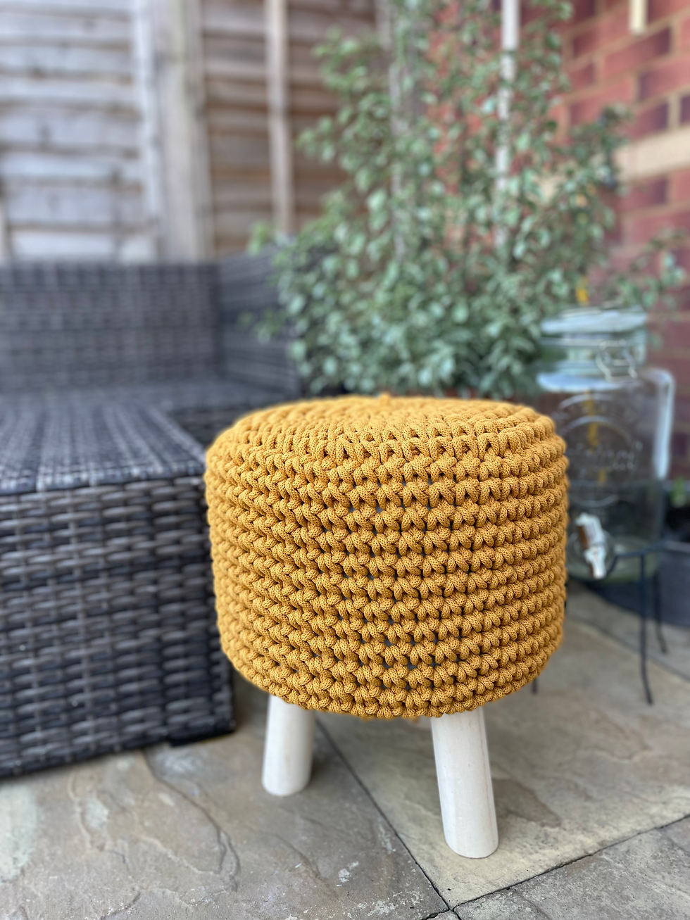 Thumbnail: Nordic stool with handmade crocheted cover