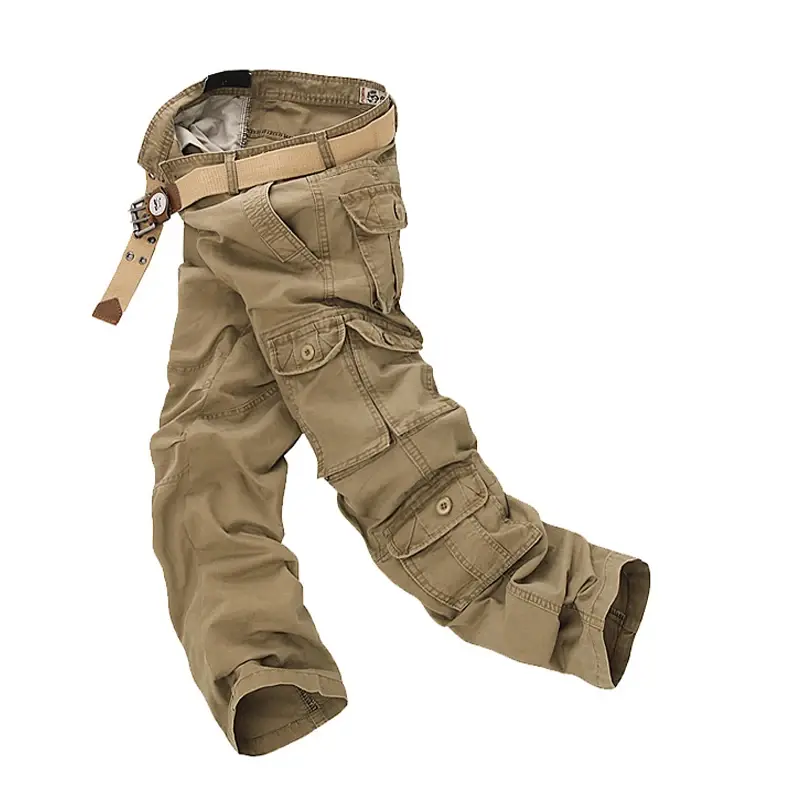Thumbnail: Men Cotton Cargo Pants – Loose Fit Jogger Trousers, Casual Style
