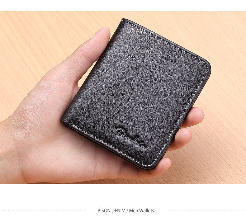 Thumbnail: Men’s Leather Wallet – Black Genuine Leather Card Holder, Business Purse