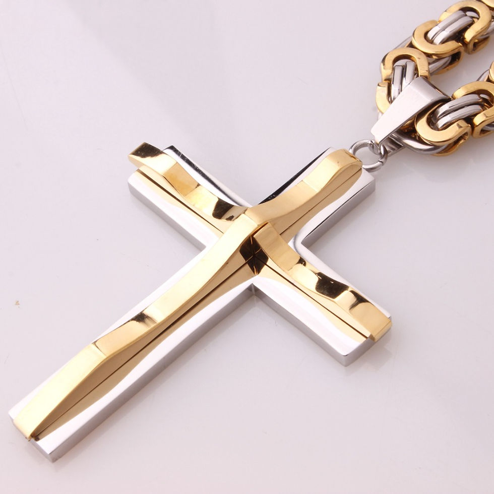 Thumbnail: Men’s Stainless Steel Cross Necklace – Classic Crucifix Pendant