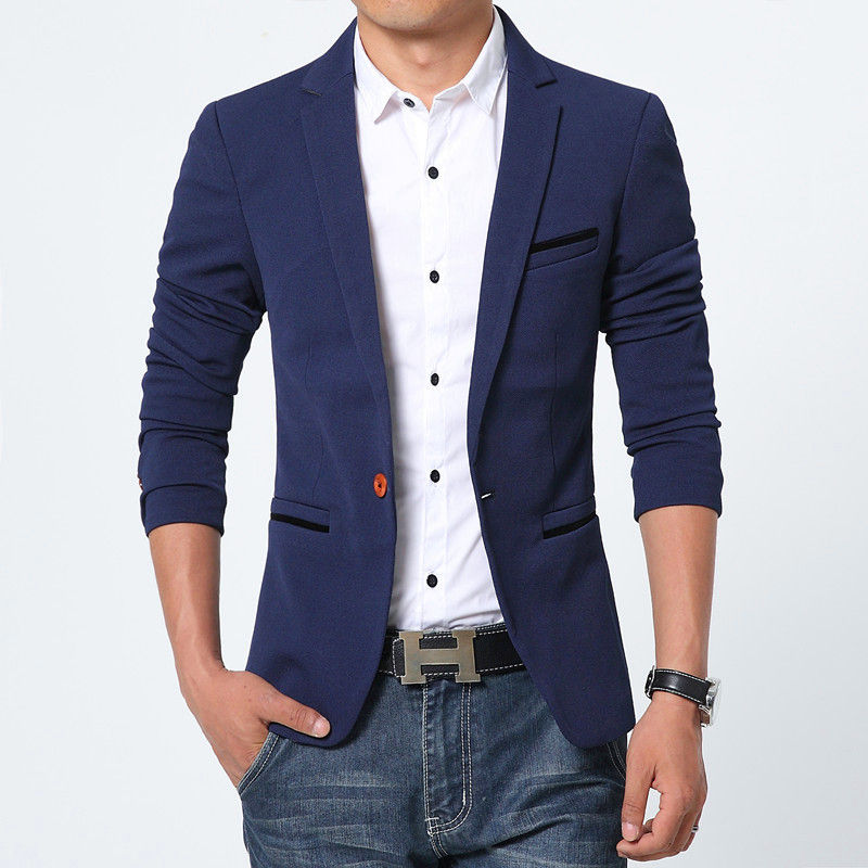 Thumbnail: Men’s Slim Fit Blazer – Luxury Formal Suit Jacket Autumn Style