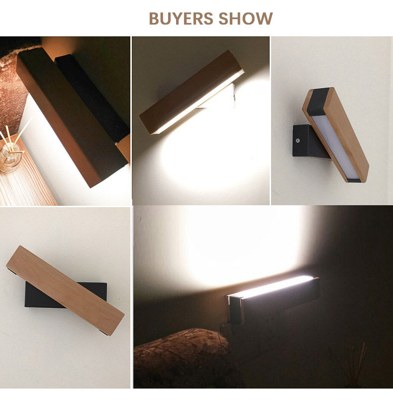 Thumbnail: Nordic Wooden LED Wall Lamp – Modern Adjustable Light Bar for Living Room & Rest