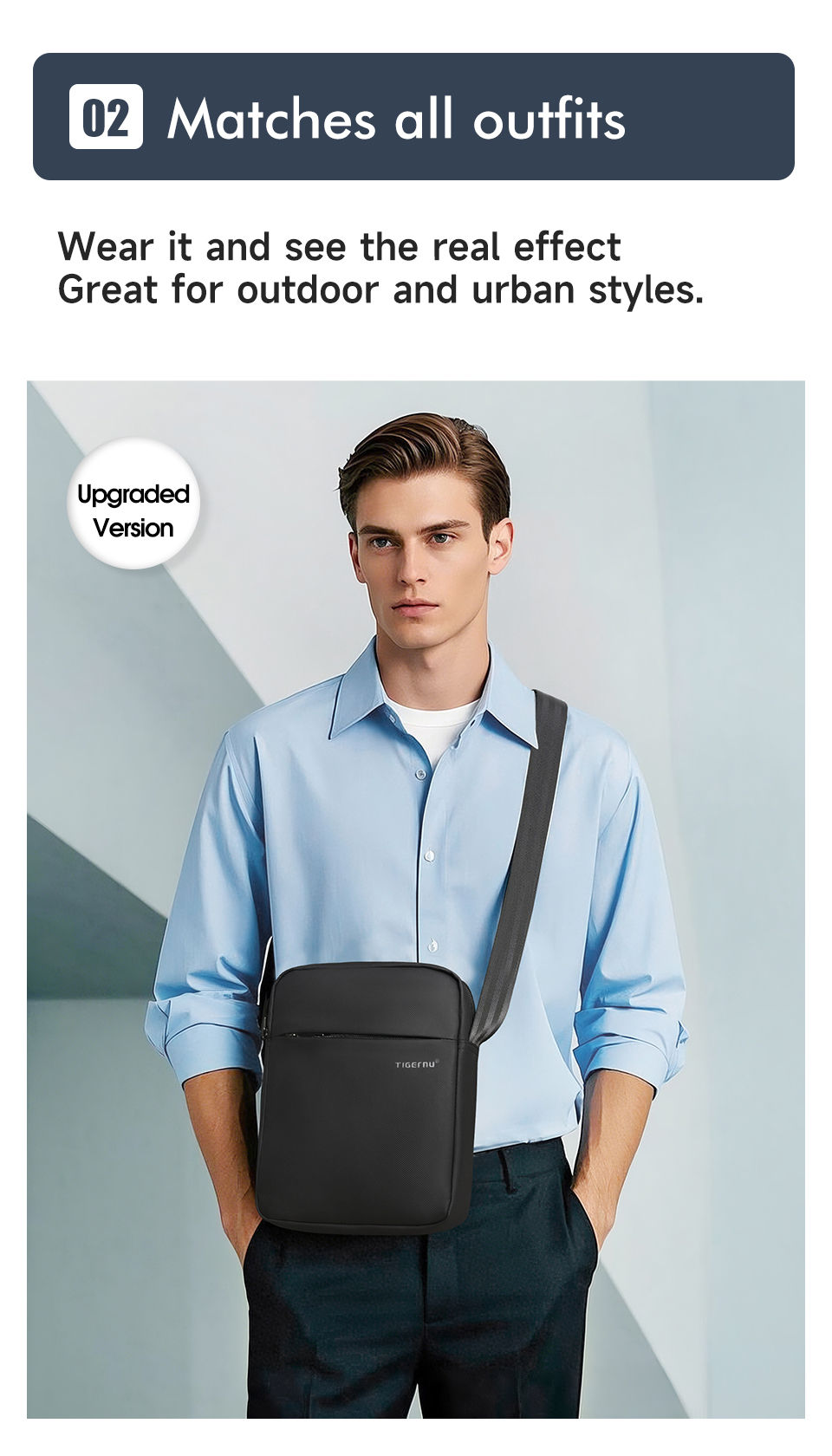 Thumbnail: Men’s Messenger Bag – Waterproof Shoulder Bag for iPad 9.7–11", Casual Travel