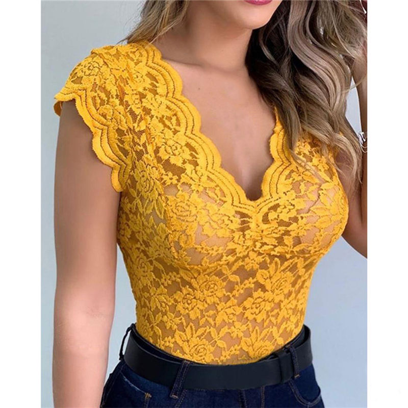 Thumbnail: Women’s Elegant Lace V-Neck Tank Top – Sleeveless Summer Vest