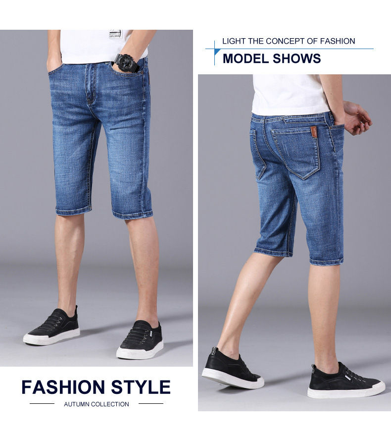 Thumbnail: Men’s Summer Denim Shorts – Slim Fit Cotton Jean Shorts, Lightweight Casual Wear