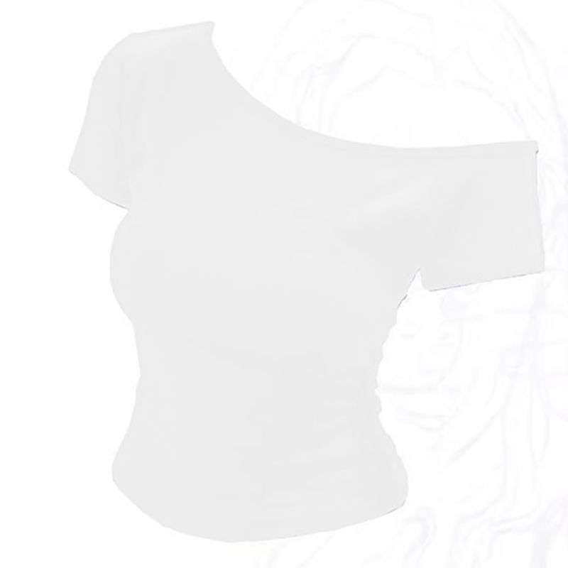 Thumbnail: Women’s One-Shoulder Slim Fit Top – Short Sleeve Summer T-Shirt