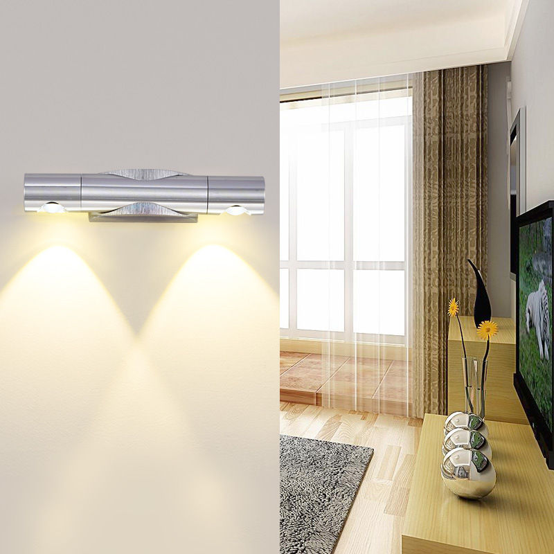 Thumbnail: LED Dual-Head Wall Lamp – Adjustable Rotatable Aluminium Bedside Light for Bedro