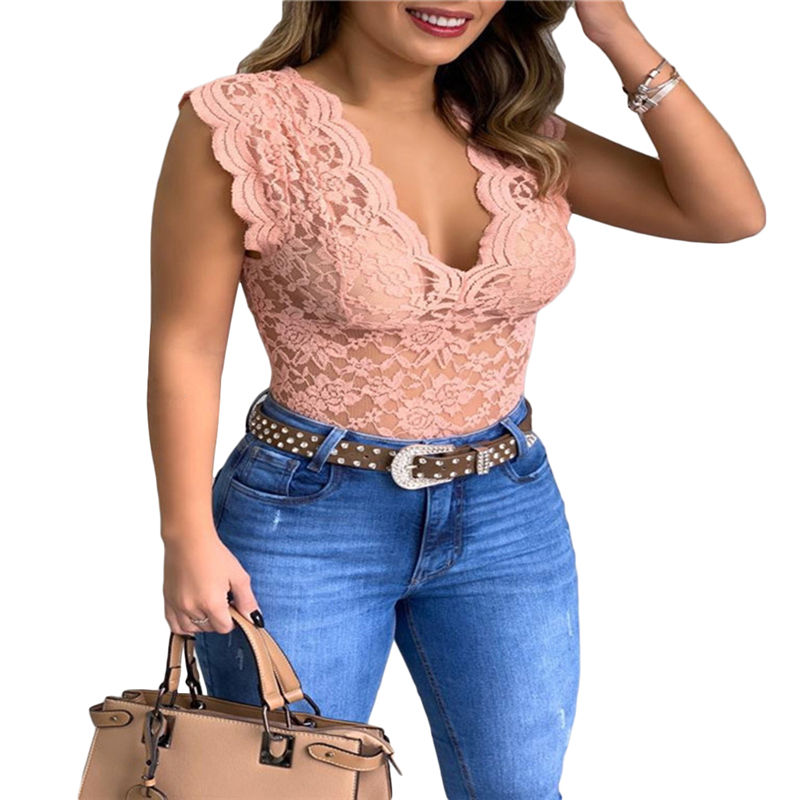 Thumbnail: Women’s Elegant Lace V-Neck Tank Top – Sleeveless Summer Vest