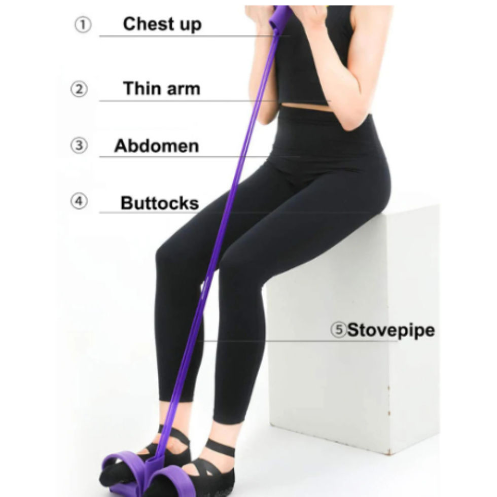 Thumbnail: 4-Tube Resistance Bands – Fitness Pedal Exerciser Sit-Up Pull Rope