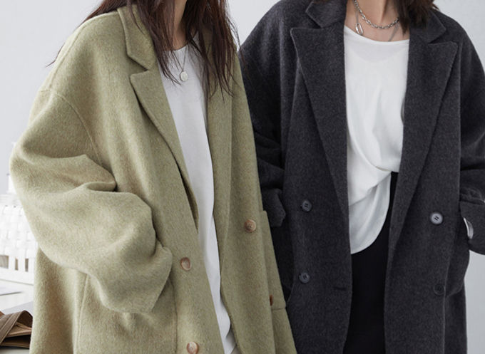 Thumbnail: Women's Woolen Coats Loose Casual Double Breasted Retro Double-sided Ja