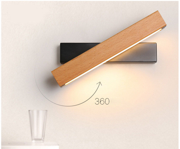 Thumbnail: Nordic Wooden LED Wall Lamp – Modern Adjustable Light Bar for Living Room & Rest