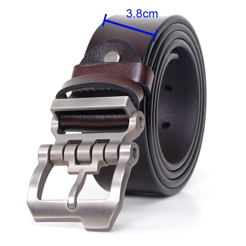 Thumbnail: Men’s Leather Belt – Genuine Leather Luxury Vintage Alloy Buckle Strap