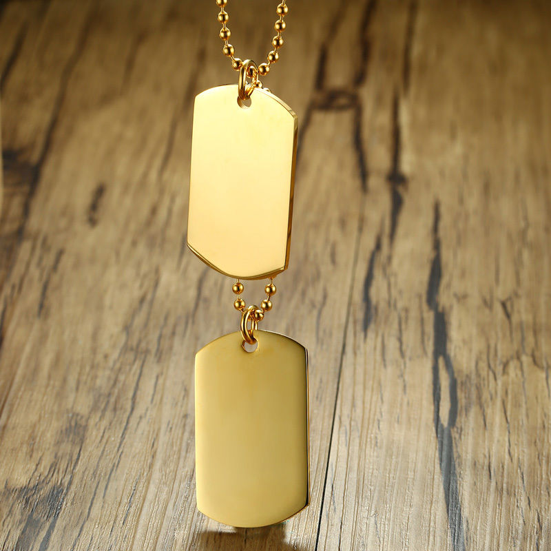 Thumbnail: Men’s Stainless Steel Dog Tag Necklace – Double ID Pendant, High Polished Chain