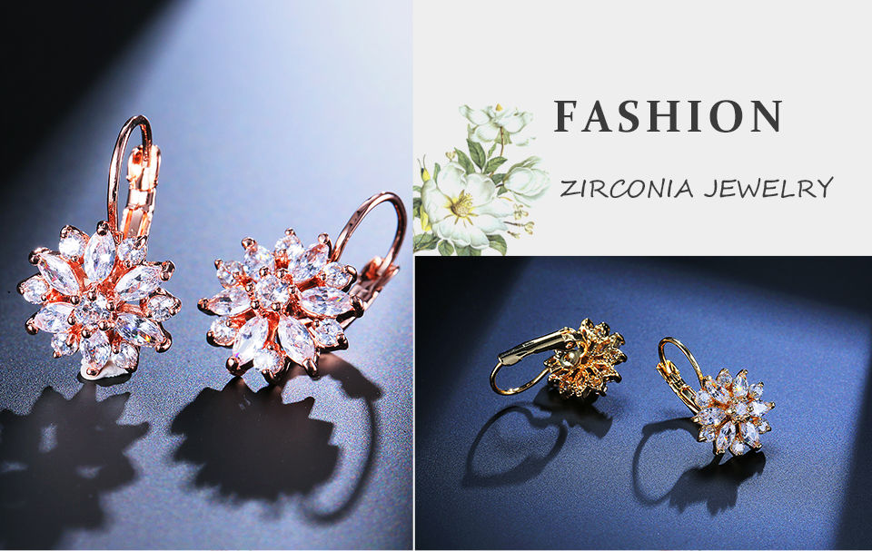 Thumbnail: Floral Cubic Zirconia Hoop Earrings – Elegant Women’s Jewellery