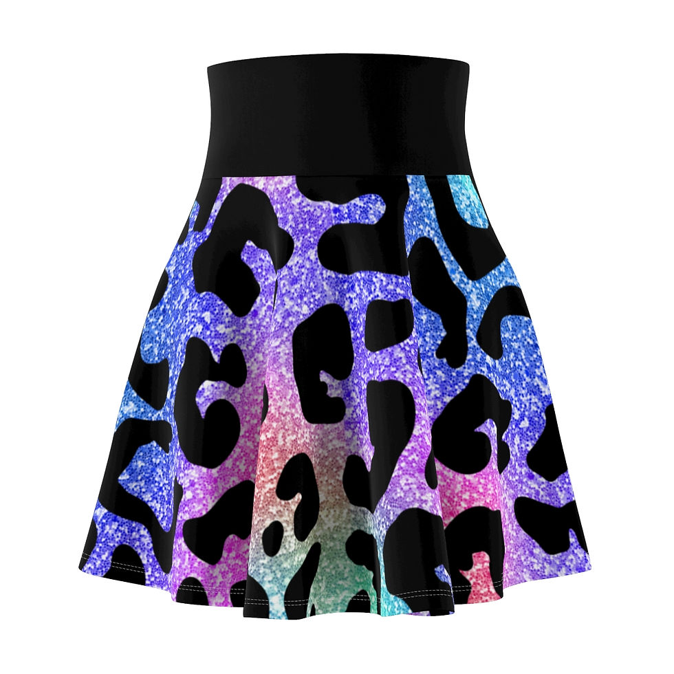 Thumbnail: Galaxy Leopard Print Women's Skater Skirt