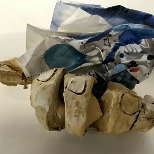 Crumpled drawing clay, acrylic, paper, 30 x 30 x 30 cm, 2020