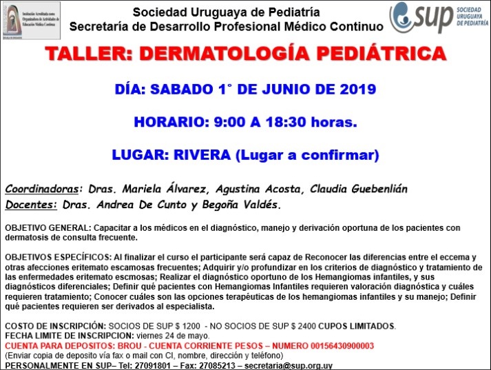 TALLER: DERMATOLOGÍA PEDIÁTRICA