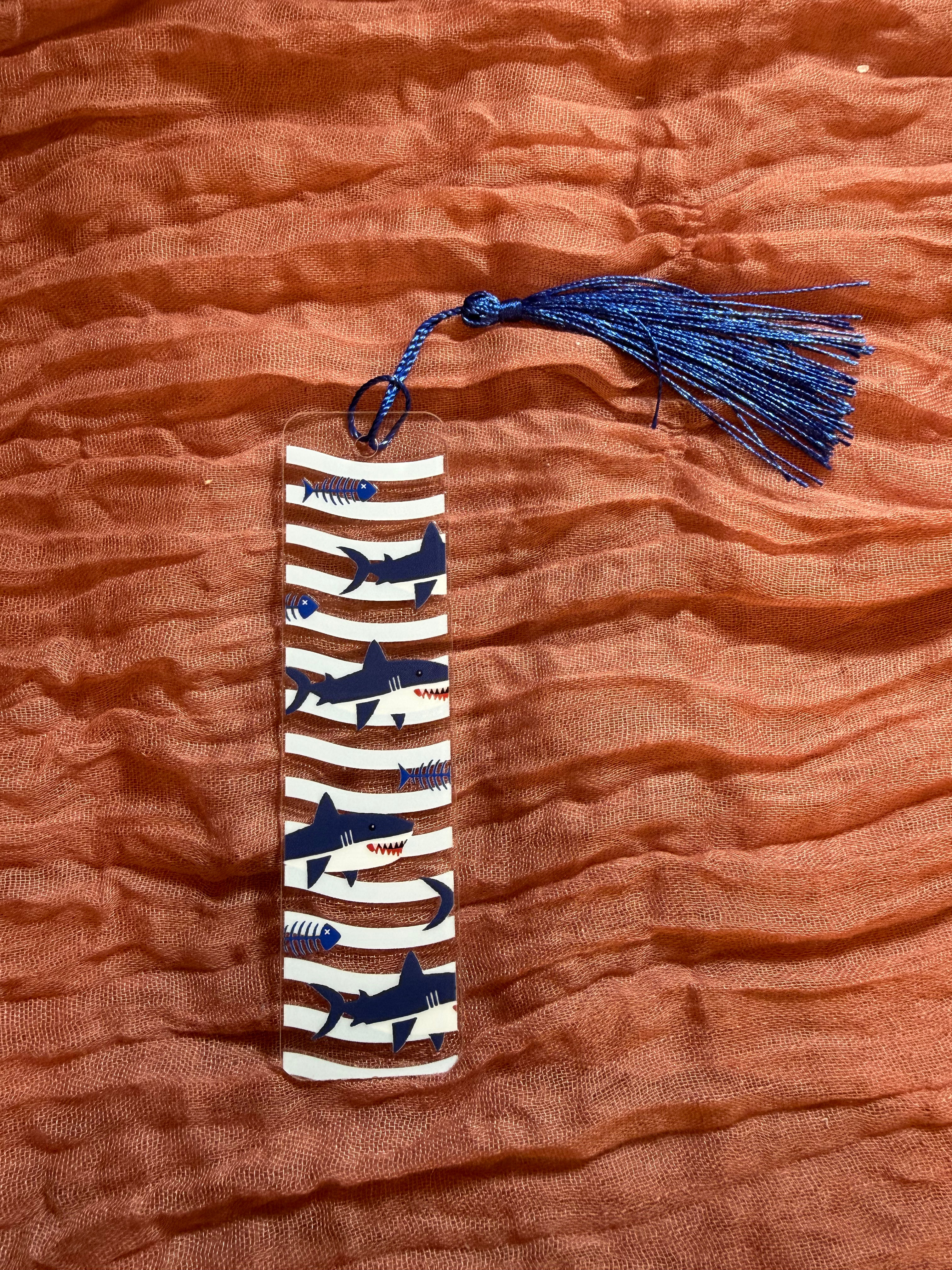 Shark Acrylic Bookmark with Tassel – Ocean & Sea Life Bookmark | Gift for Reader