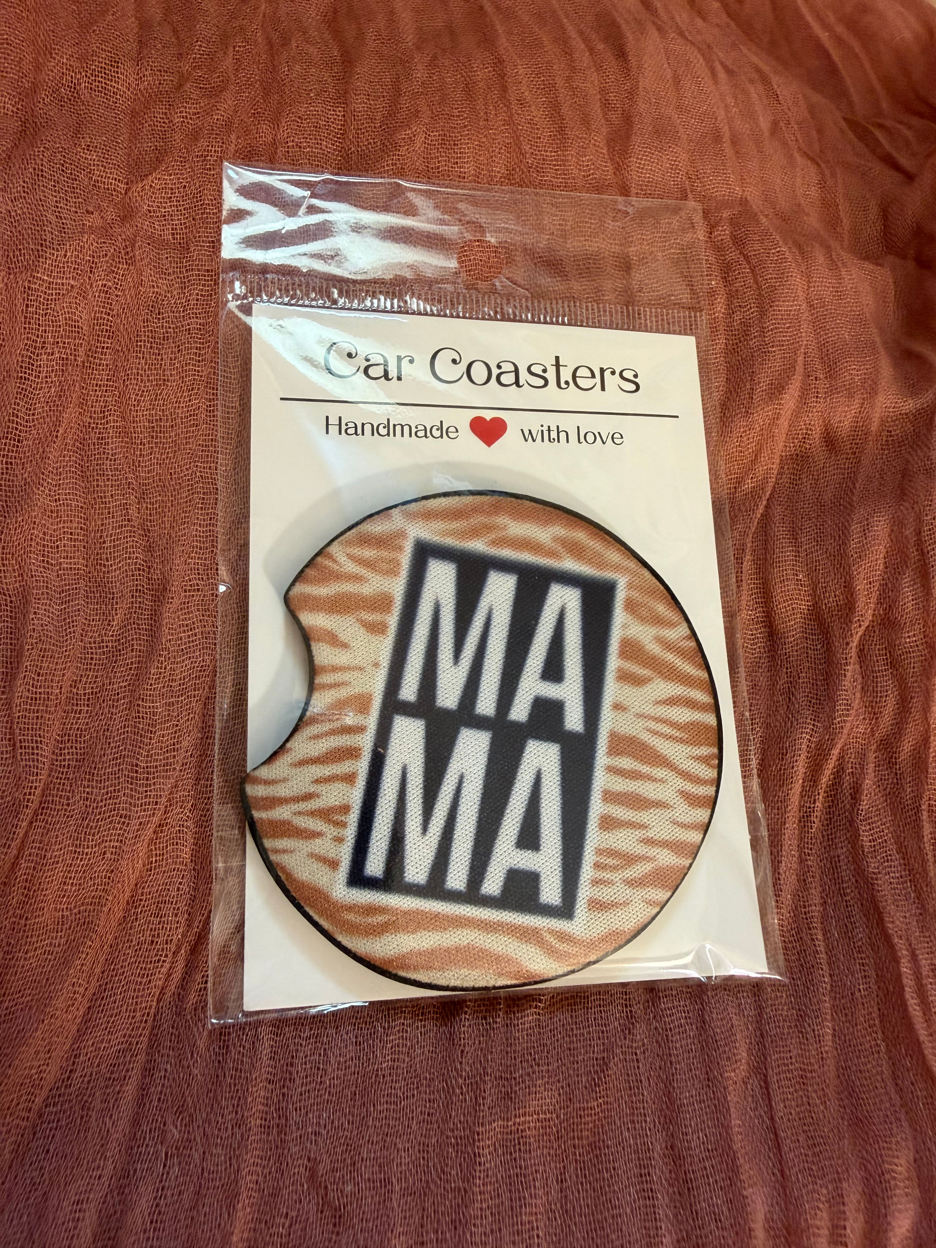 Mama Cow Print Car Coaster