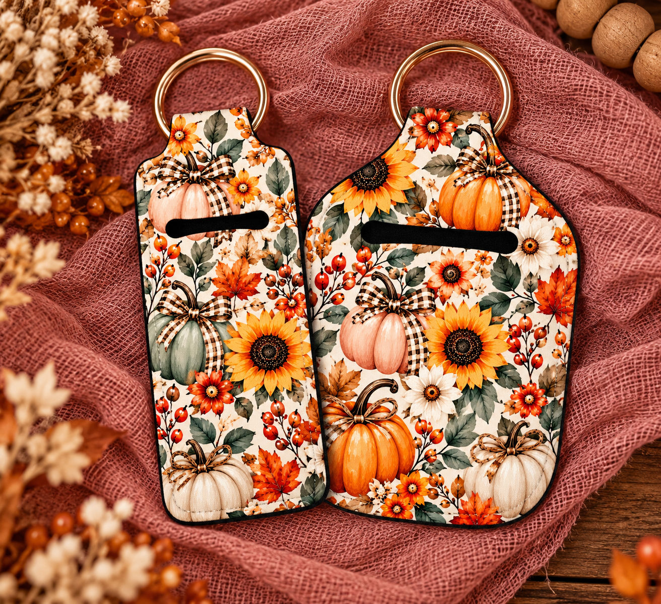 Autumn Harvest Chapstick & Hand Sanitizer Holder Set
