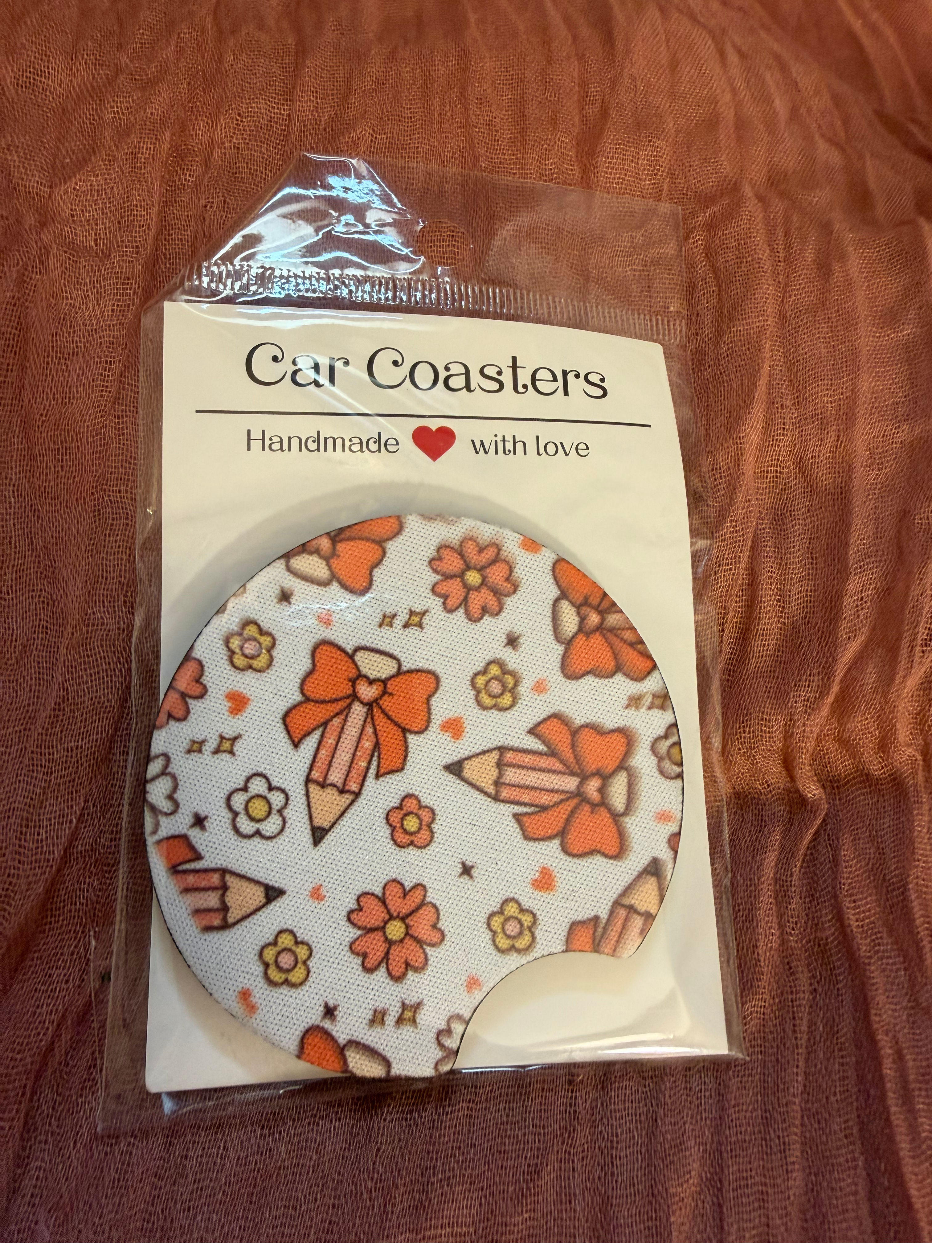 Retro School Supplies Car Coaster