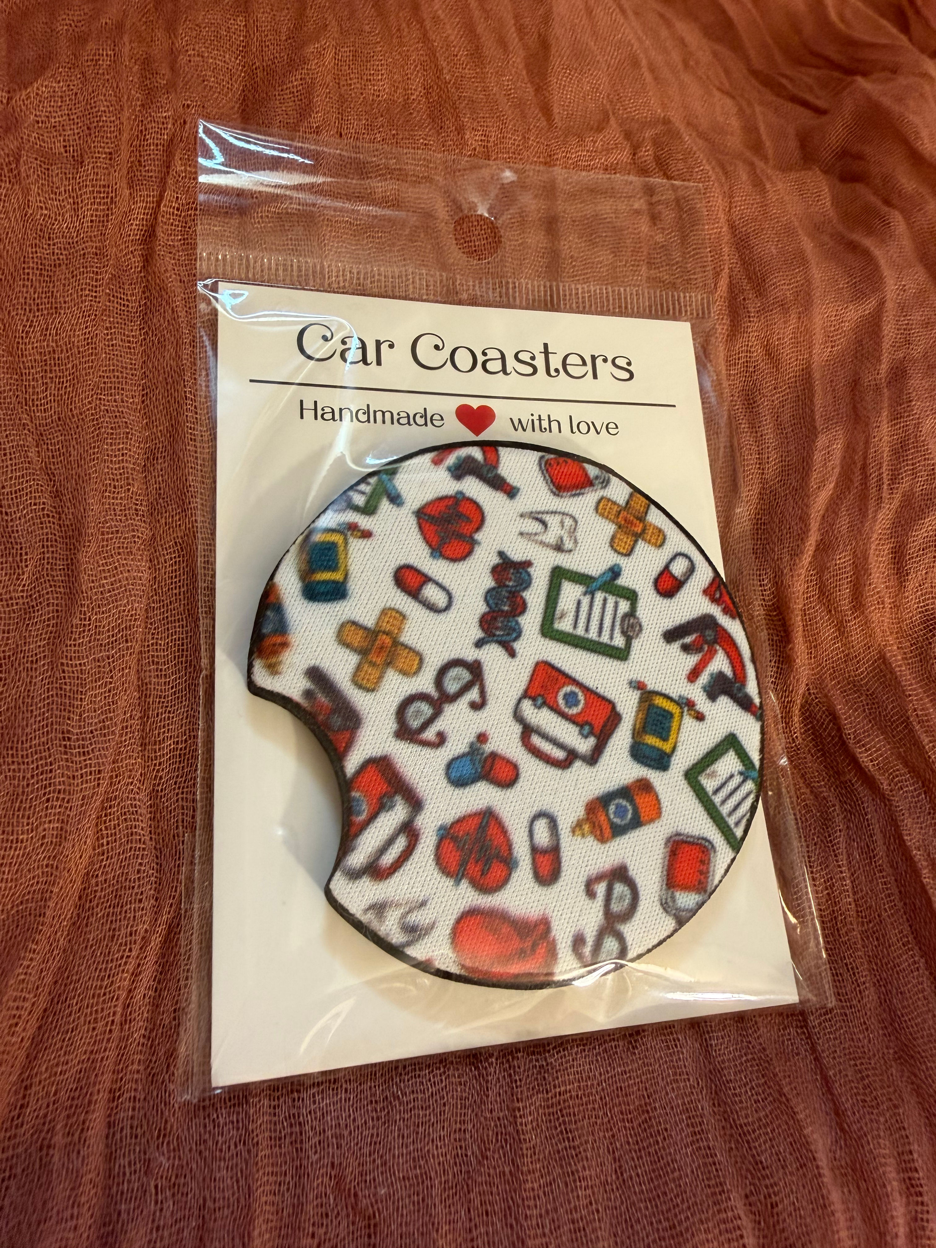 Nurse Healthcare Icons Car Coaster