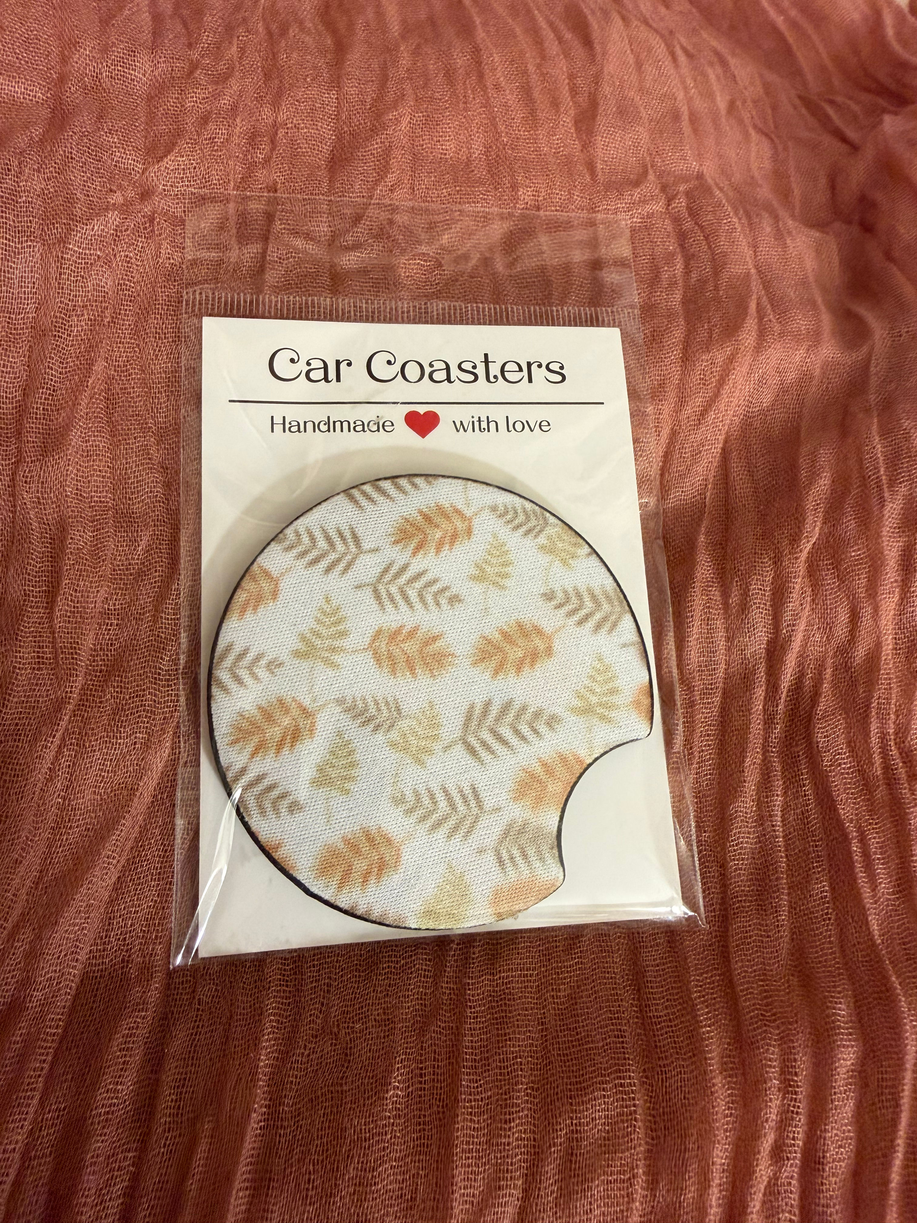 Neutral Boho Leaves Car Coaster