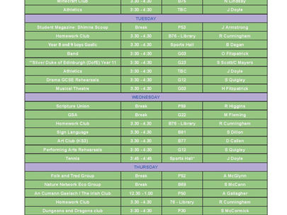 Extra-curricular Programme - Term 3