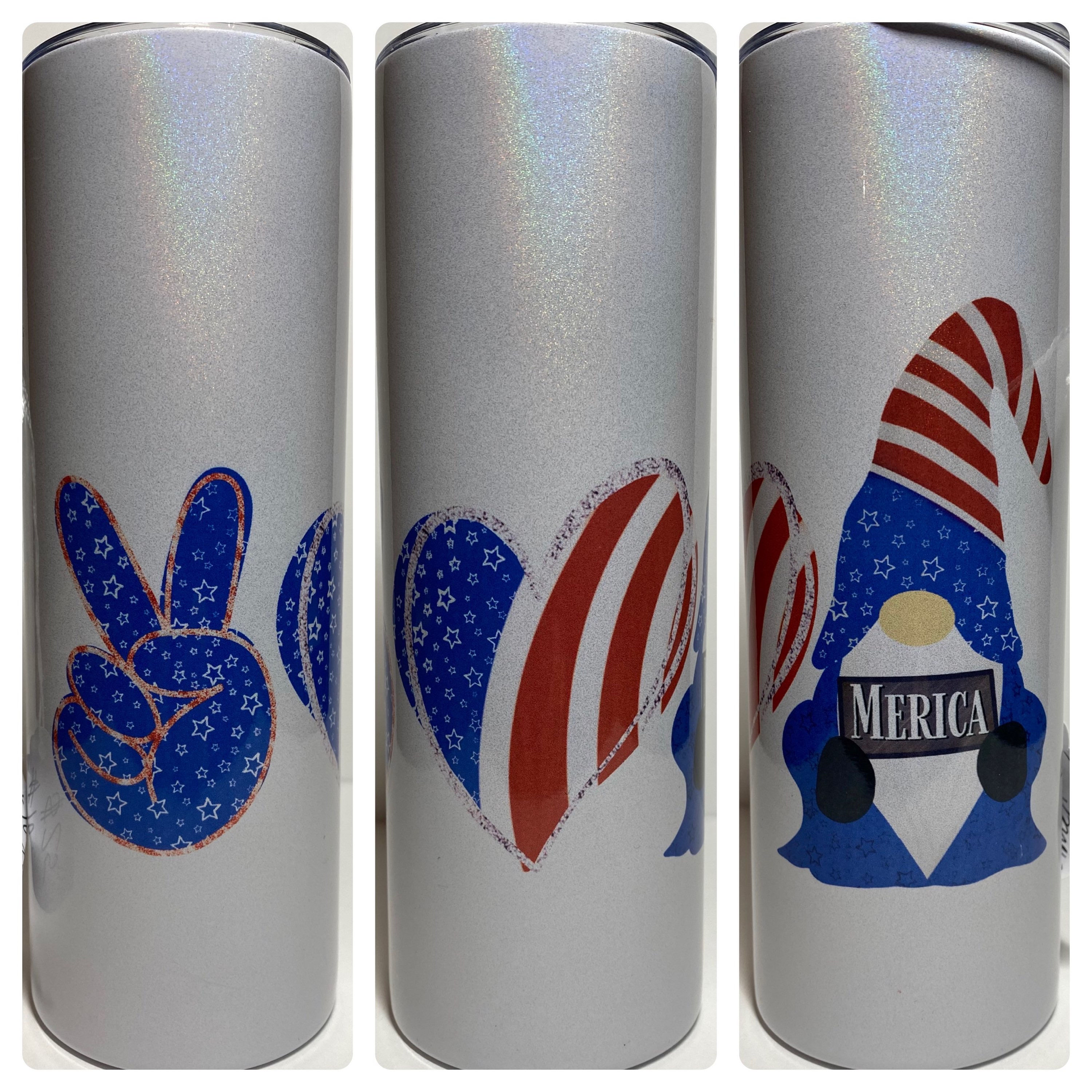 Peace Love Merica Gnome Tumbler