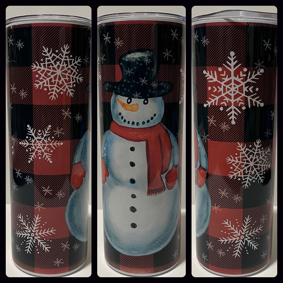 Plaid Snowman Tumbler