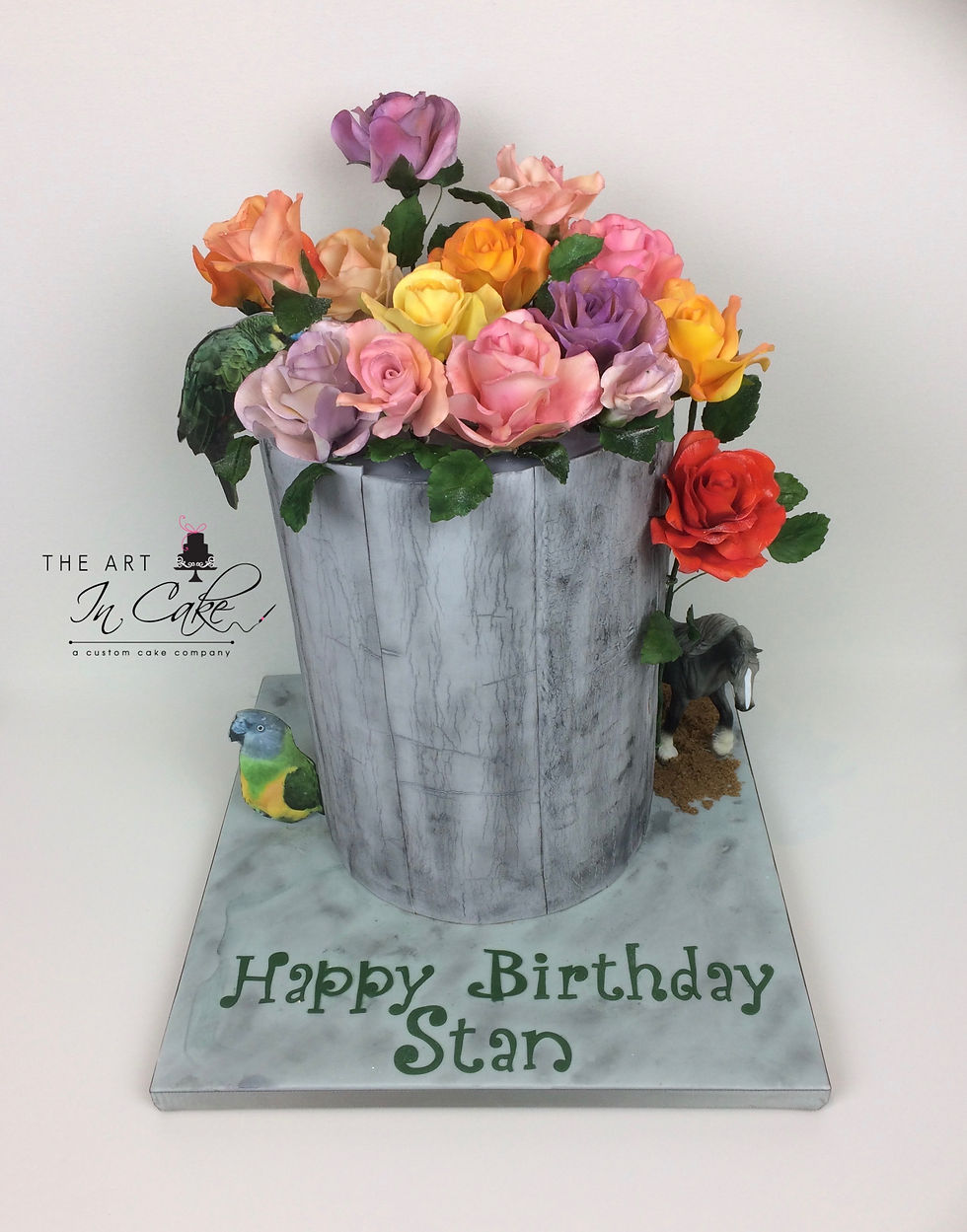 Aged, weathered wood panel cake