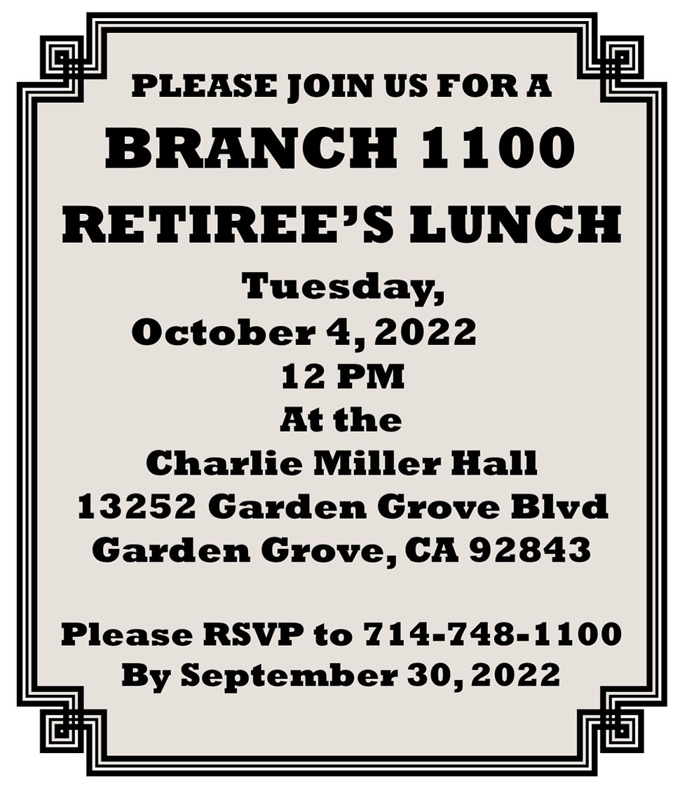 NALC Branch 1100 Retiree's Lunch