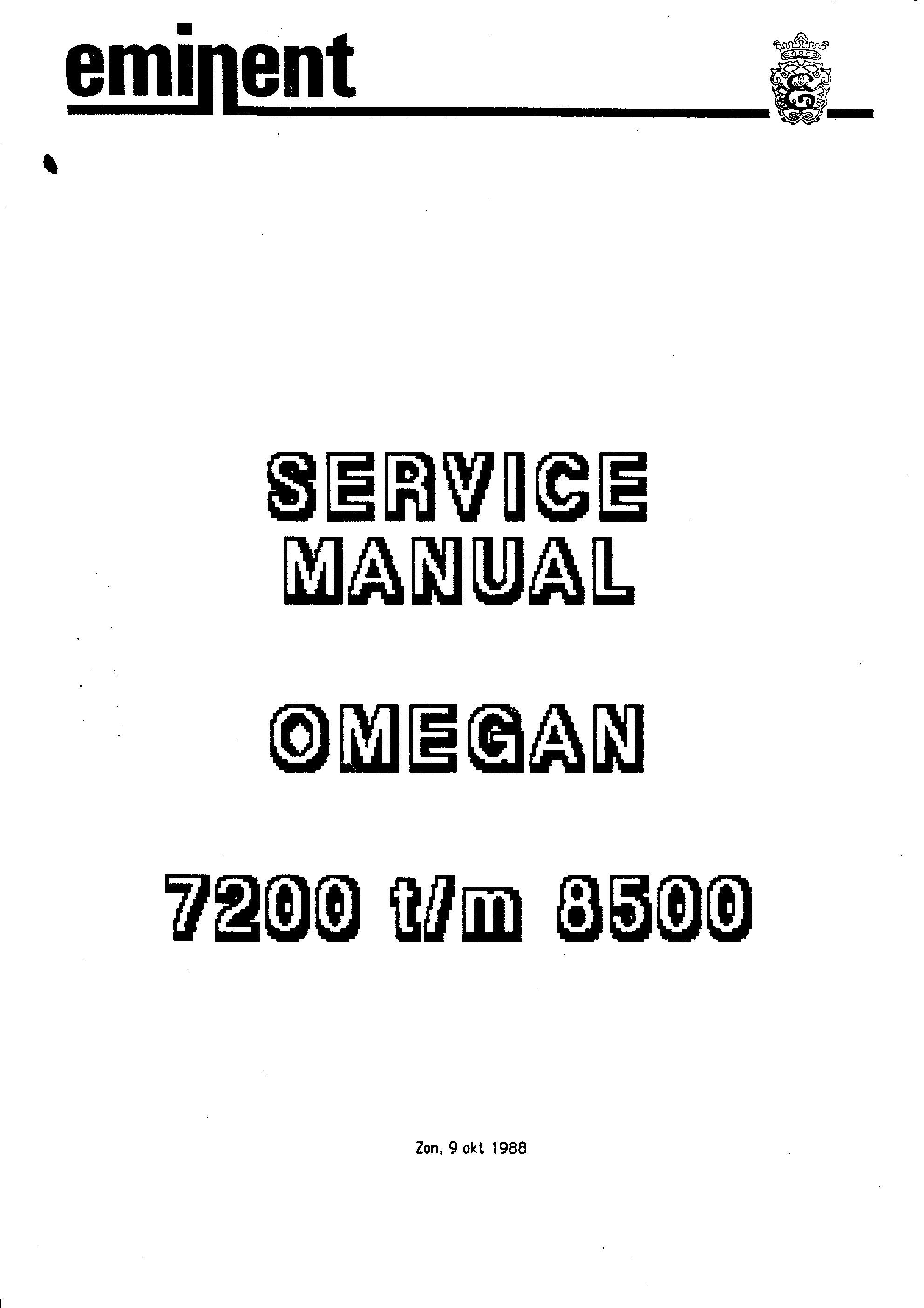 7200 / 8500 Omegan Service Manual