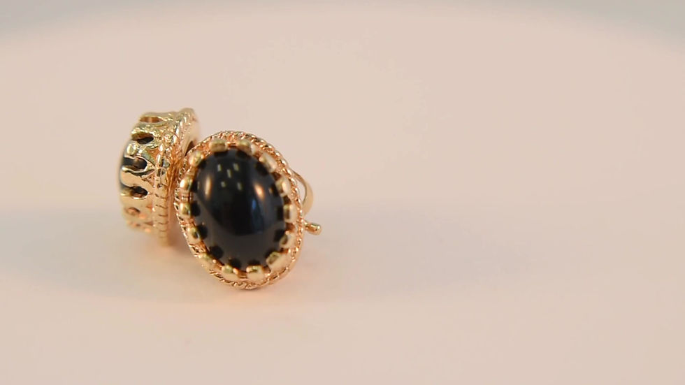 Thumbnail: Genuine Black Onyx Vintage Earrings
