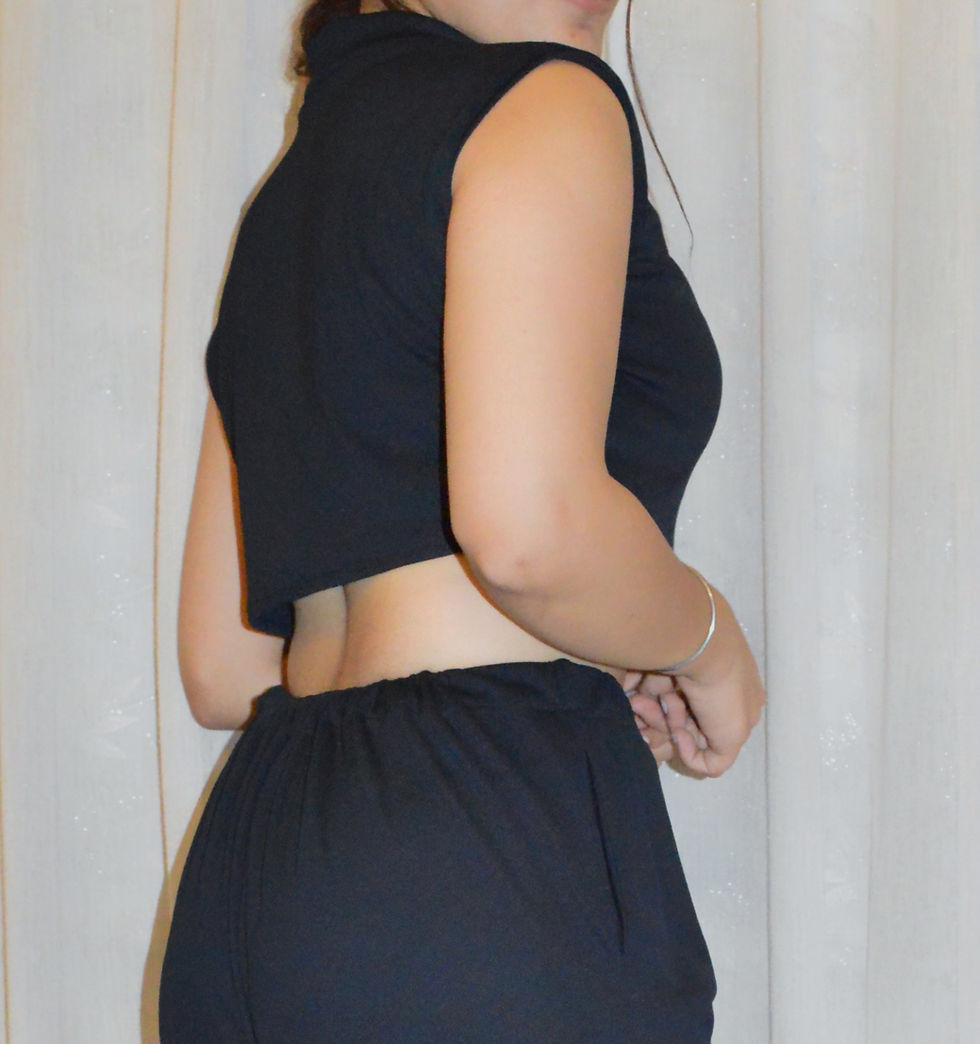 Thumbnail: Angelina High Neck Crop Top - Black