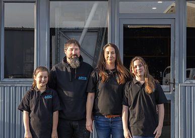 Family picture with the owners face and their kids