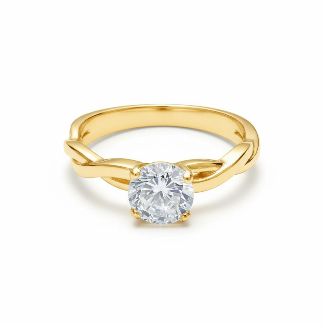 ANILLO DE ORO 18K TIPO B CON MOISSANITA