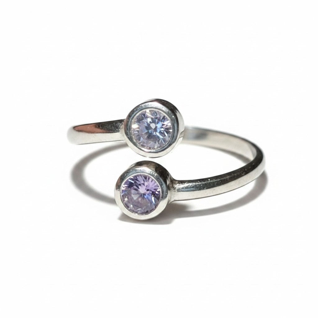 ANILLO DE PLATA ZIRCONIA DOBLE LAVANDA