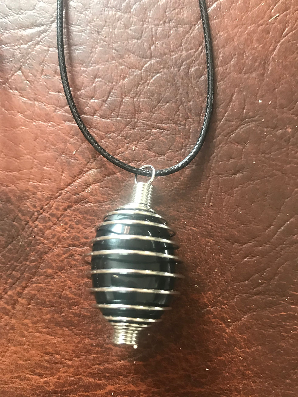 Necklace with Black Obsidian in a Spiral