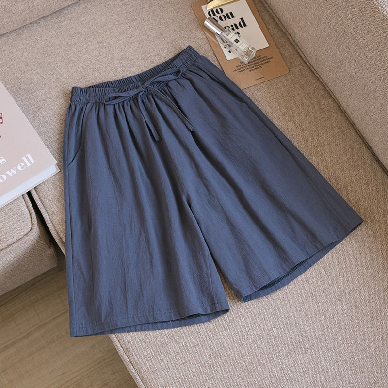 Thumbnail: Women Cotton shorts Summer Casual Solid Two Pockets shorts high waist loose 